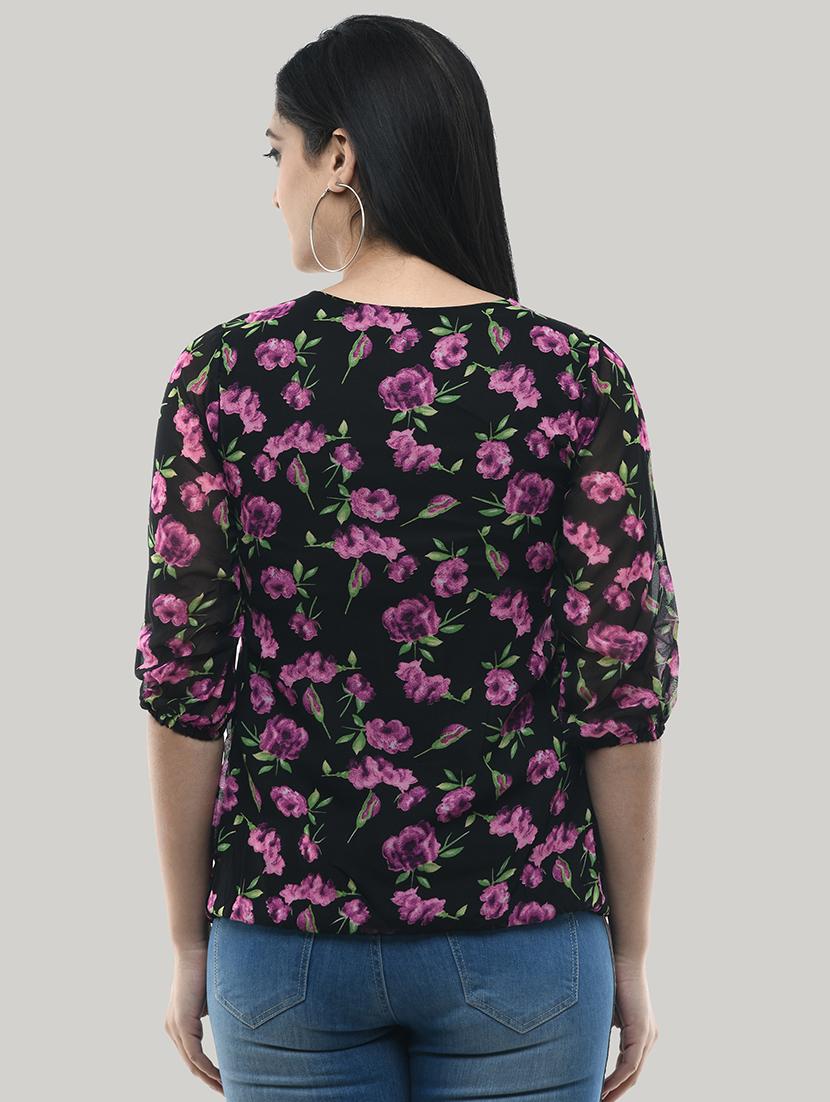 v-neck floral blouson top - 17422009 - Zoom Image - 3