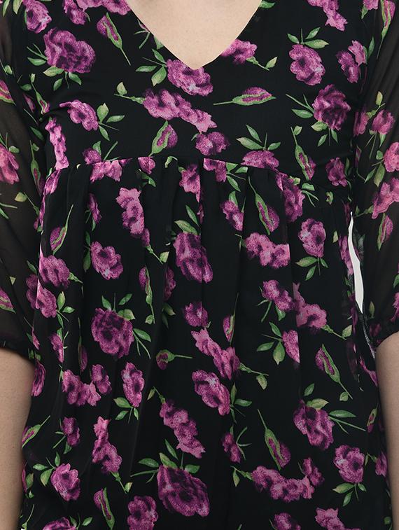 v-neck floral blouson top - 17422009 - Zoom Image - 5
