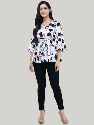 tie front floral top - 17422012 - Standard Image - 4
