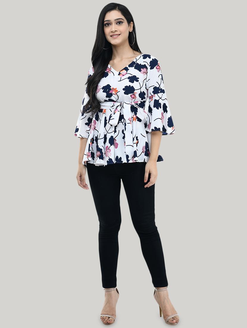 tie front floral top - 17422012 - Zoom Image - 4
