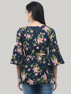 tie front floral top - 17422014 - Standard Image - 3