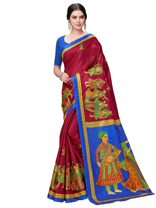 madhubani printed saree with blouse - 17422076 - Very Small Image - 1