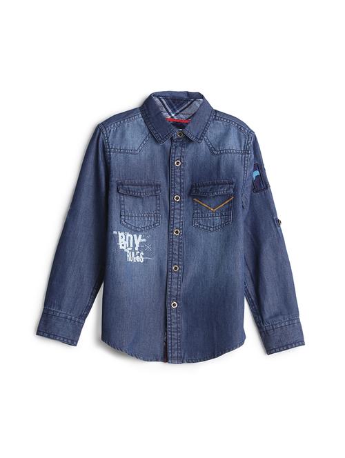 navy blue cotton shirt - 17422081 - Standard Image - 1