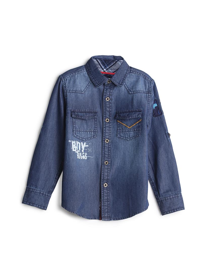 navy blue cotton shirt - 17422081 - Zoom Image - 1