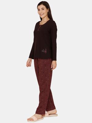 brown cotton pyjama set nightwear - 17422216 - Standard Image - 2
