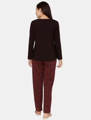 brown cotton pyjama set nightwear - 17422216 - Standard Image - 3