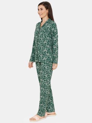 green cotton pyjama nightwear set - 17422242 - Standard Image - 2