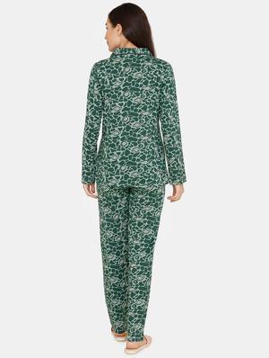 green cotton pyjama nightwear set - 17422242 - Standard Image - 3