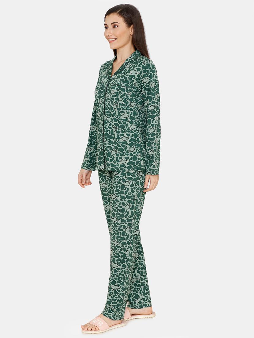 green cotton pyjama nightwear set - 17422242 - Zoom Image - 2