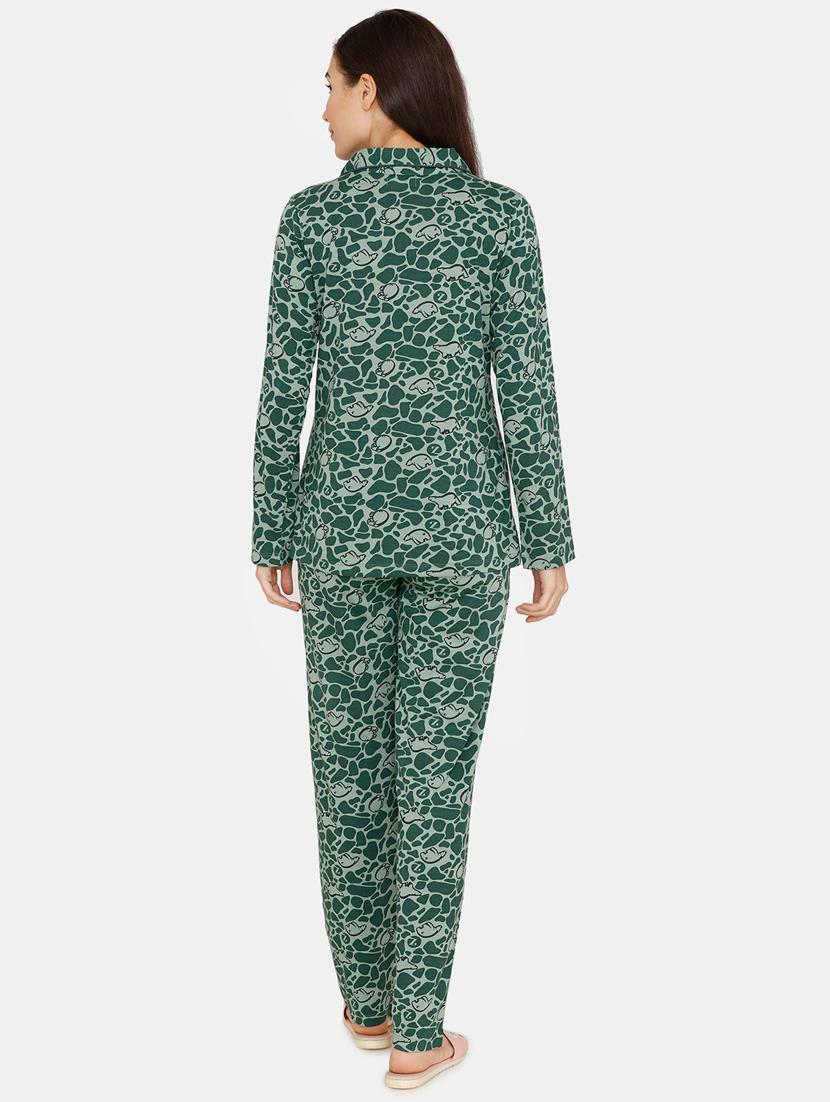 green cotton pyjama nightwear set - 17422242 - Zoom Image - 3