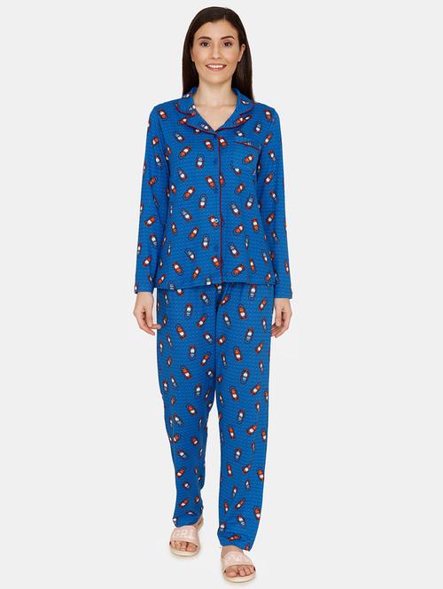 blue polyester pyjama nightwear set - 17422244 - Standard Image - 1