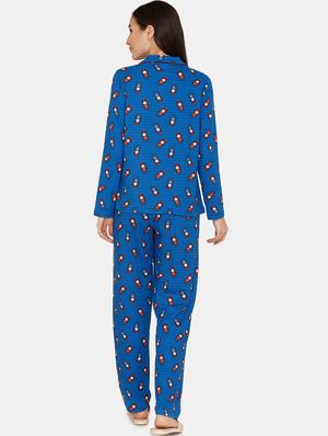blue polyester pyjama nightwear set - 17422244 - Standard Image - 3