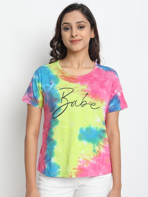 round neck tie & dye tee - 17422272 - Very Small Image - 1