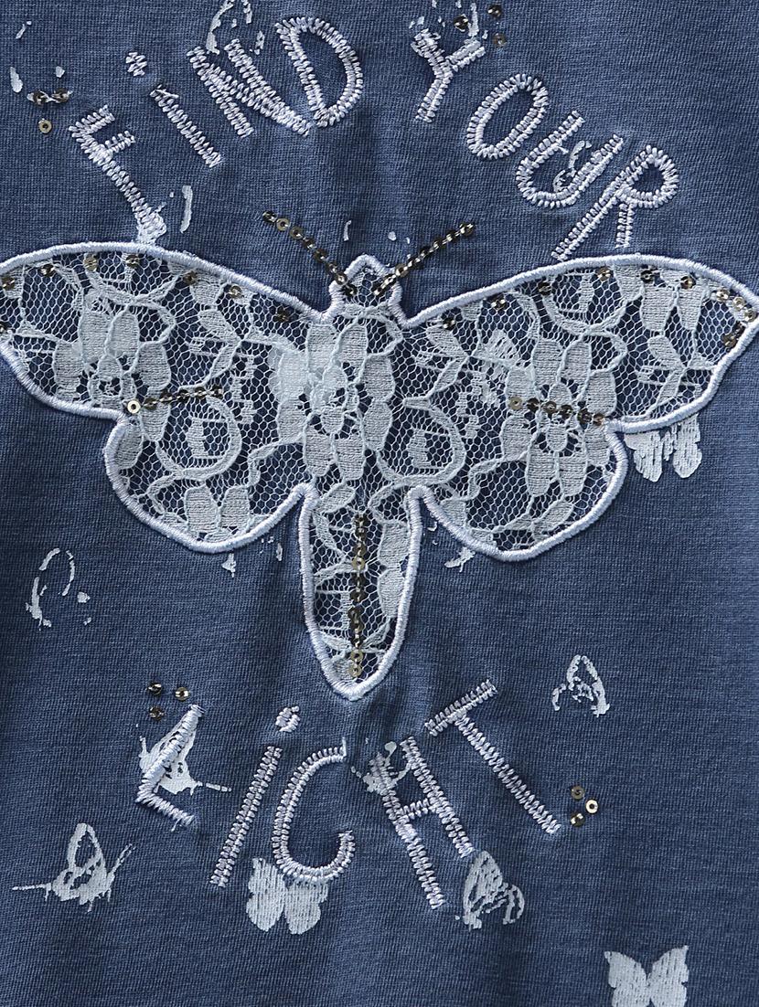 blue cotton jersey regular tee - 17422325 - Zoom Image - 4