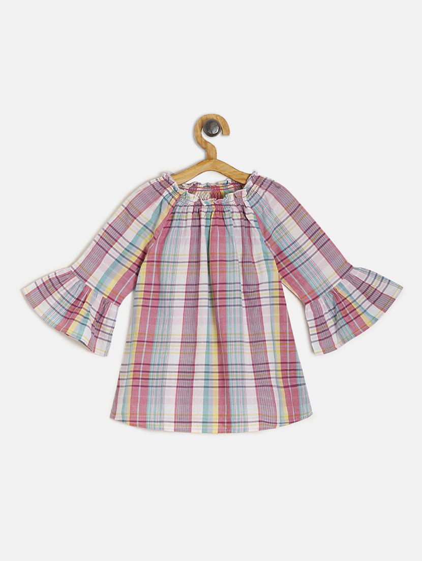 multi colored checked regular top