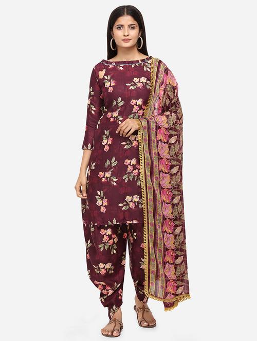 floral unstitched suit - 17422392 - Standard Image - 1