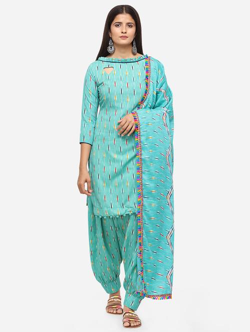 turquoise unstitched suit - 17422397 - Standard Image - 1