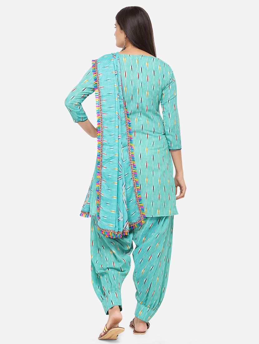 turquoise unstitched suit - 17422397 - Zoom Image - 3