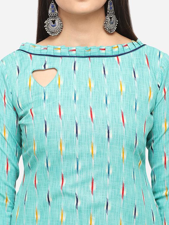 turquoise unstitched suit - 17422397 - Zoom Image - 4