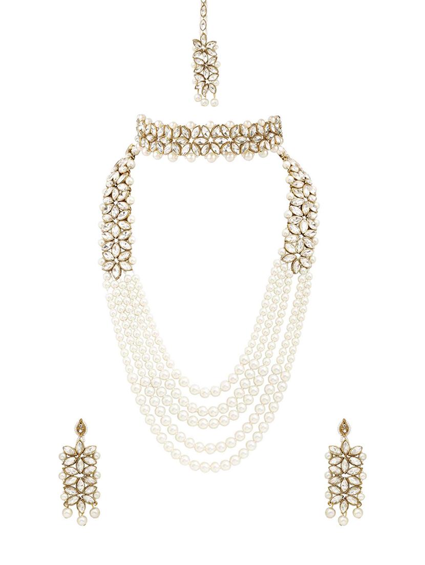 white metal combo necklace - 17422447 - Zoom Image - 1