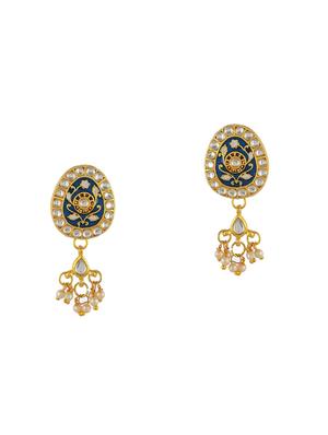 gold brass traditional meenakari necklace with earrings - 17422516 - Standard Image - 4