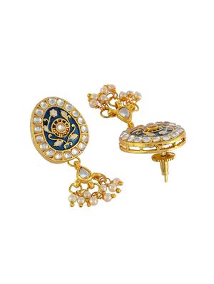gold brass traditional meenakari necklace with earrings - 17422516 - Standard Image - 5