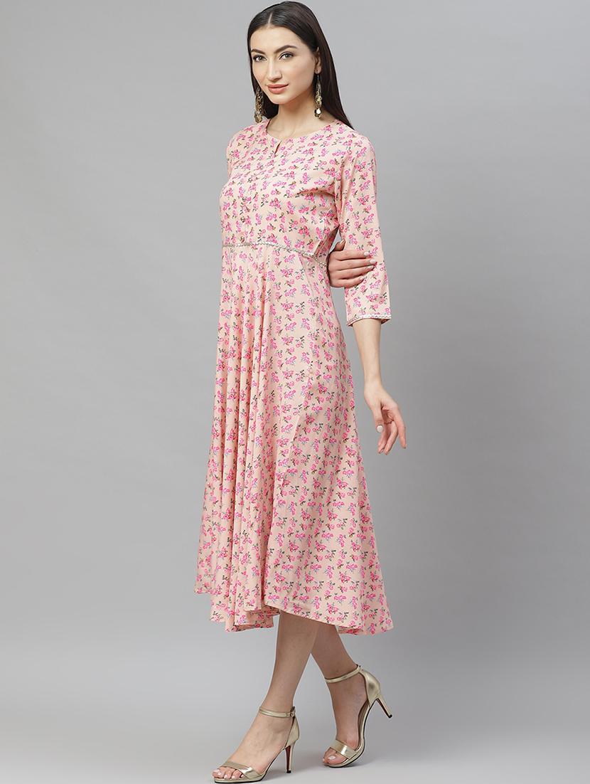 pink chiffon flared ethnic dress - 17422530 - Zoom Image - 2