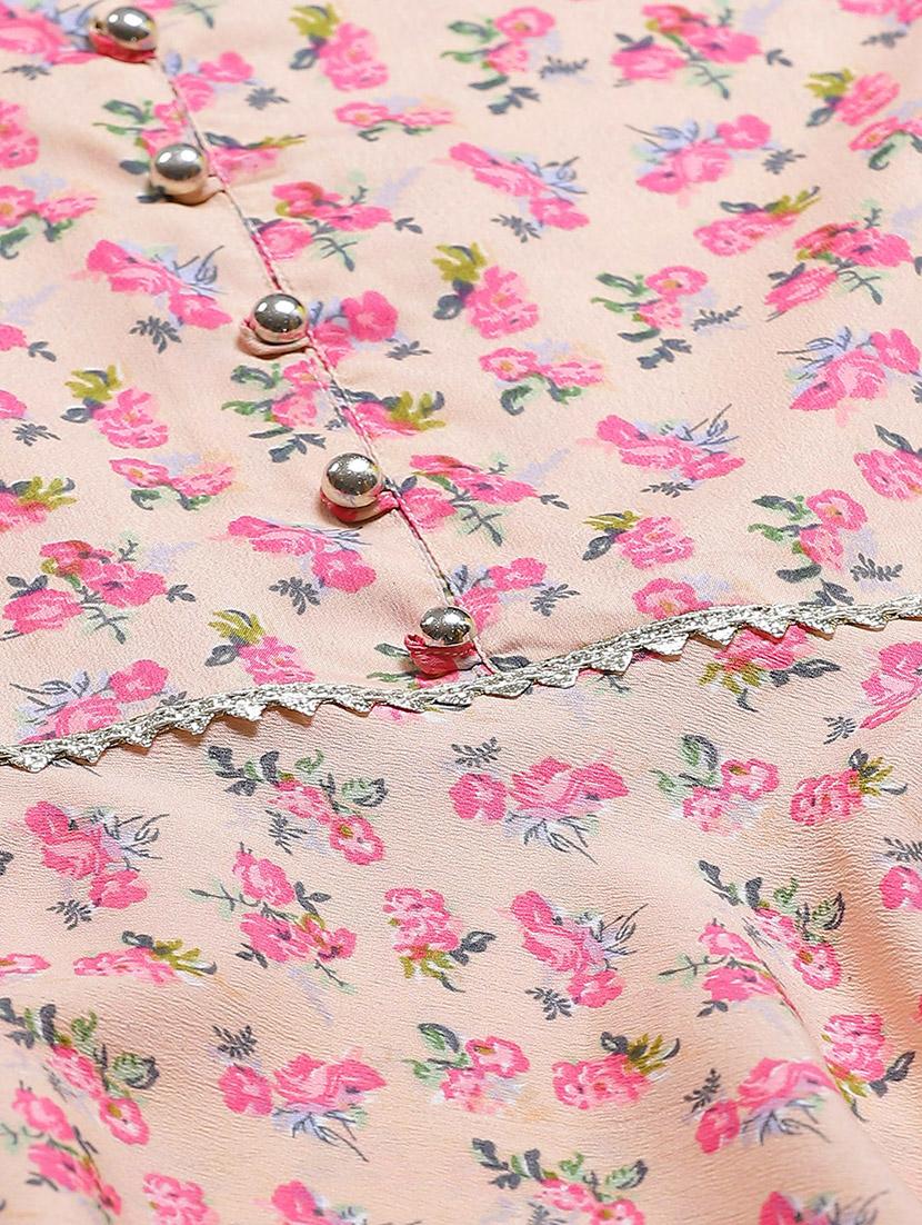 pink chiffon flared ethnic dress - 17422530 - Zoom Image - 4