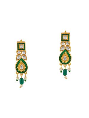 gold brass traditional kundan necklace with earrings - 17422536 - Standard Image - 4
