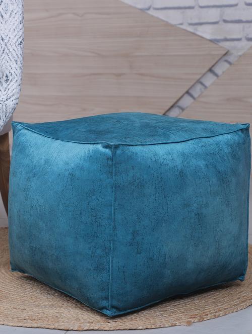 beautiful bloom solid print velvet pouf - 17422540 - Standard Image - 1