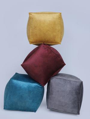 beautiful bloom solid print velvet pouf - 17422540 - Standard Image - 4