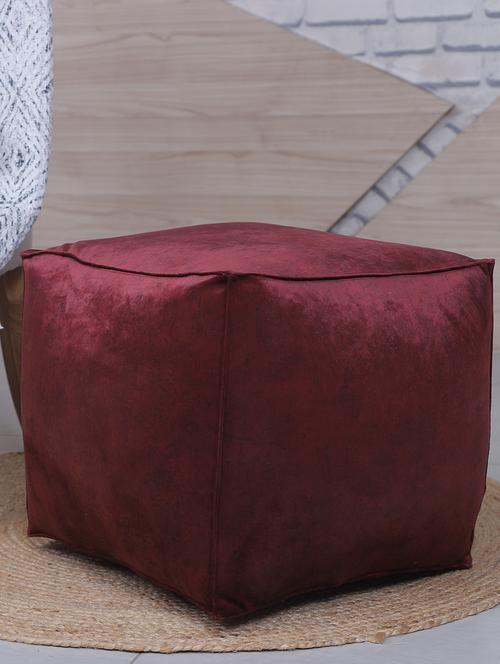 beautiful solid print velvet pouf - 17422552 - Standard Image - 1