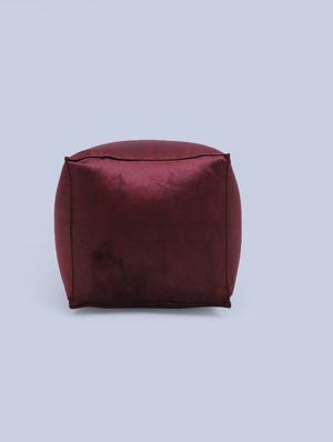 beautiful solid print velvet pouf - 17422552 - Standard Image - 2