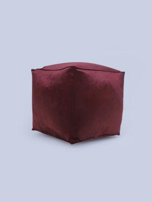 beautiful solid print velvet pouf - 17422552 - Standard Image - 3