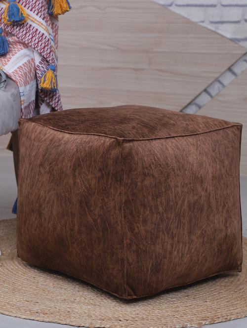 beautiful textured print velvet pouf - 17422554 - Standard Image - 1