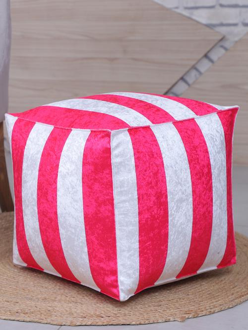 beautiful vertical stripe printed pouf - 17422589 - Standard Image - 1