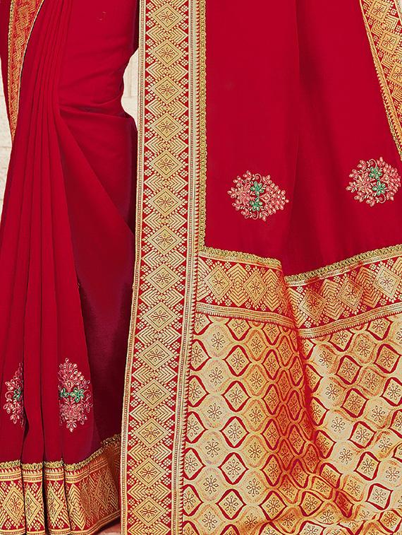 bordered embroidered saree with blouse - 17422878 - Zoom Image - 2