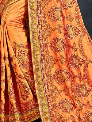 bordered embroidered saree with blouse - 17422892 - Standard Image - 2