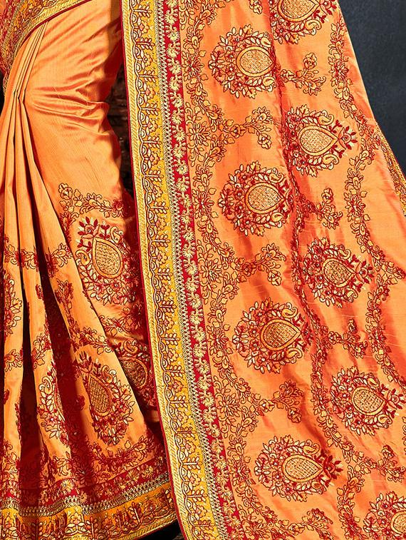 bordered embroidered saree with blouse - 17422892 - Zoom Image - 2