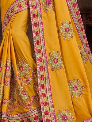 bordered embroidered saree with blouse - 17422893 - Standard Image - 2