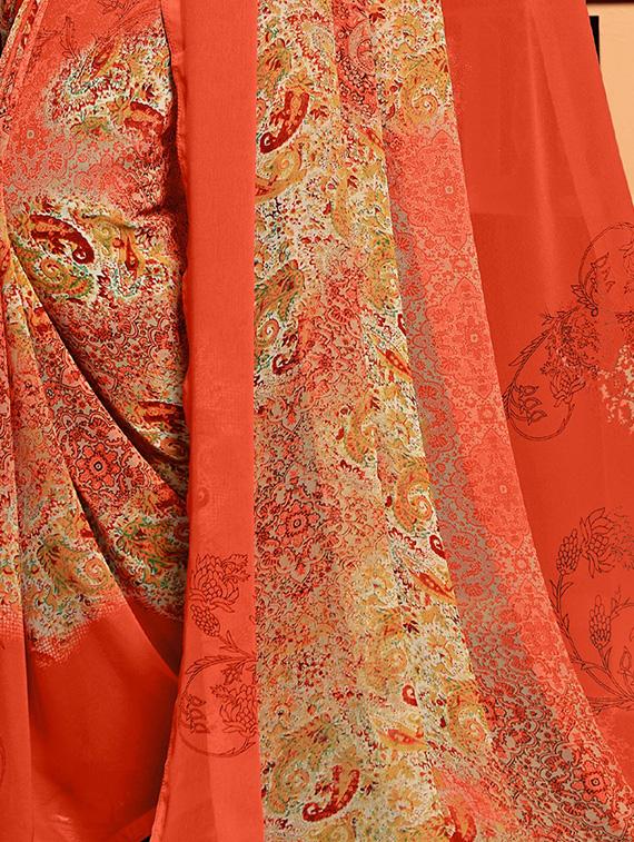 abstract printed saree with blouse - 17422905 - Zoom Image - 2