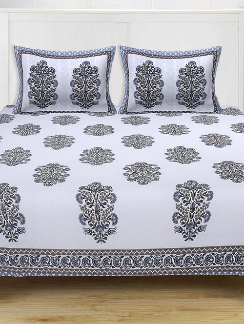 cotton super king size bedsheet with 2 pillow covers - 17422957 - Very Small Image - 1
