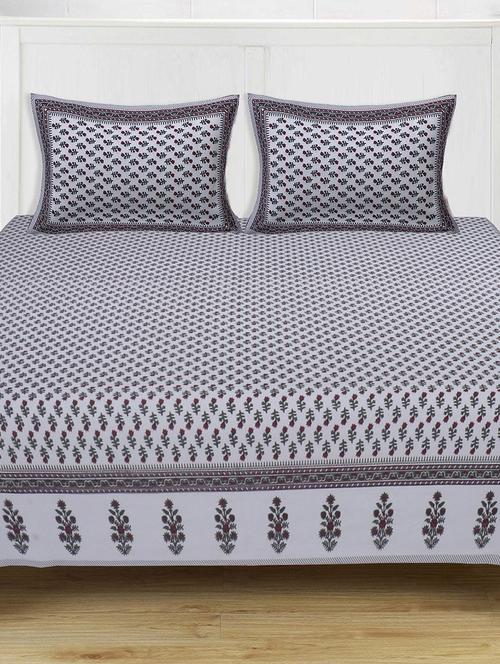 cotton super king size bedsheet with 2 pillow covers - 17422958 - Standard Image - 1