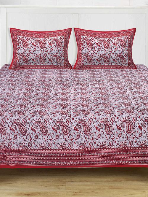 cotton super king size bedsheet with 2 pillow covers - 17422959 - Standard Image - 1