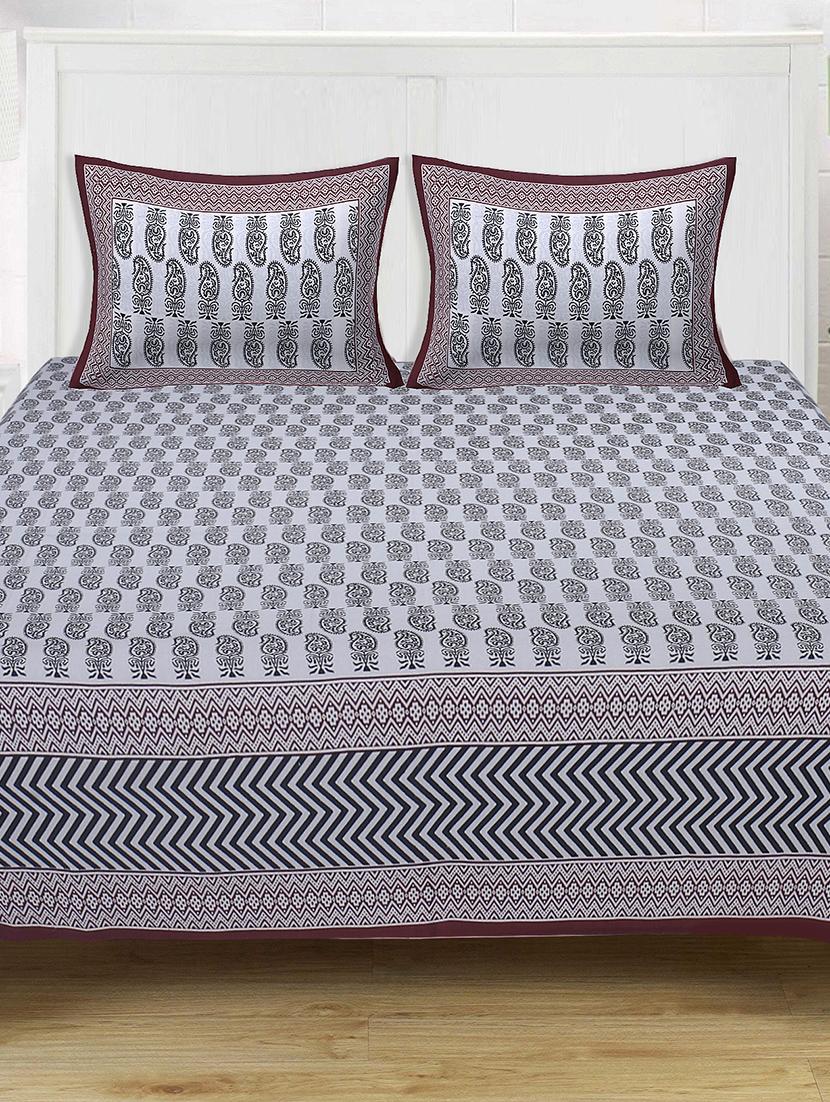 cotton super king size bedsheet with 2 pillow covers - 17422966 - Zoom Image - 1