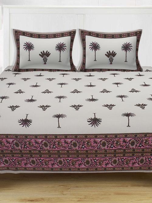 cotton super king size bedsheet with 2 pillow covers - 17422969 - Standard Image - 1