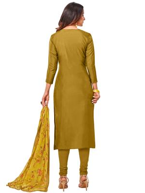green cotton blend churidaar suits unstitched suit - 17423085 - Standard Image - 3