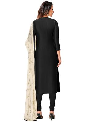 black cotton blend churidaar suits unstitched suit - 17423090 - Standard Image - 3