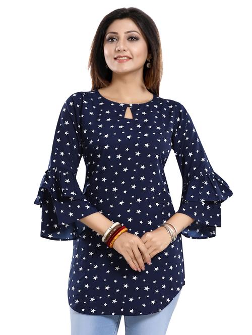 navy crepe aline kurti - 17423139 - Standard Image - 1