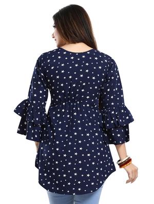 navy crepe aline kurti - 17423139 - Standard Image - 3